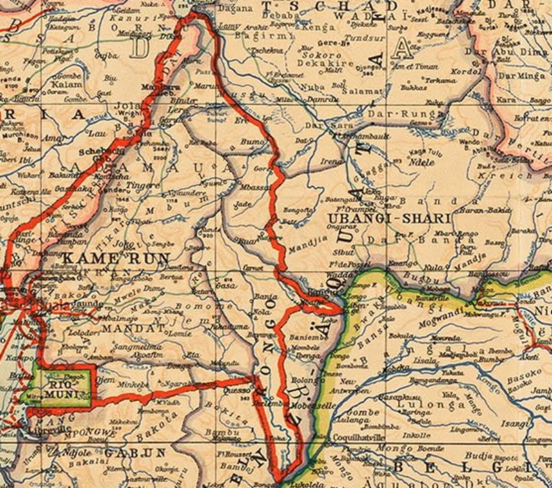 wandkarte ausschnitt kamerun deutsche ost afrika linie hamburg